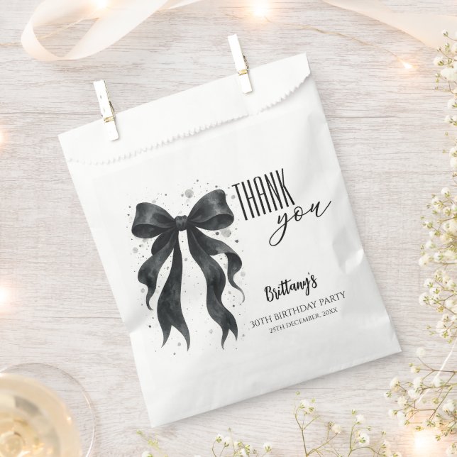 Black Bow Modern 30th Birthday  Geschenktütchen (Ausgeschnitten)
