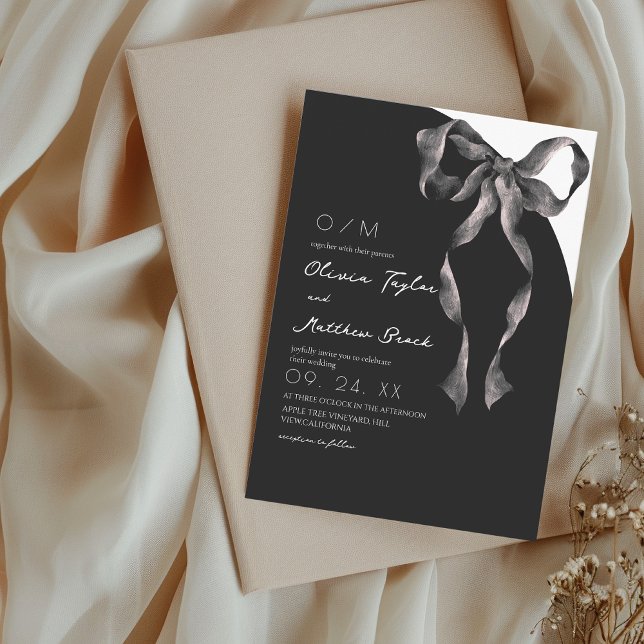  Black Bow Modern and Classic Wedding Einladung (Von Creator hochgeladen)
