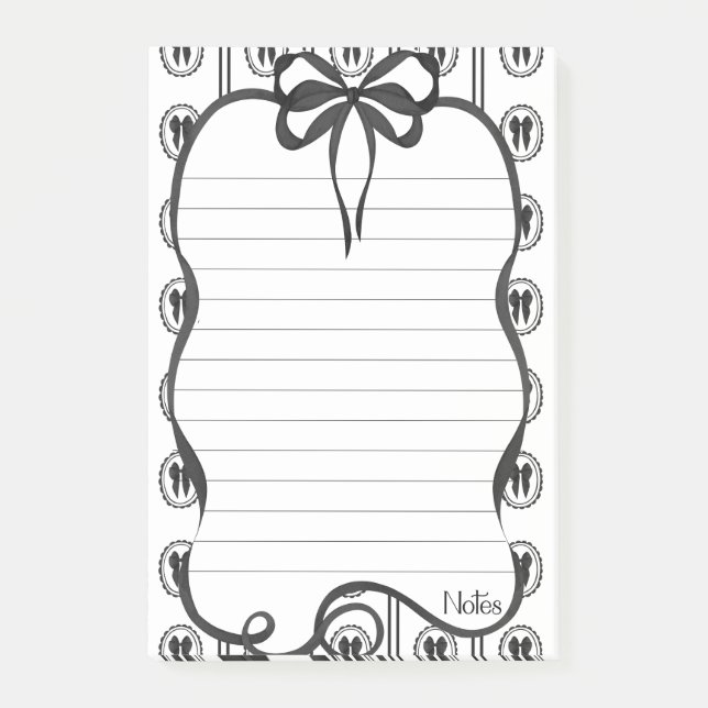 Black Bow Notes 4x6 Sticky Notepad Post-it Klebezettel (Vorderseite)