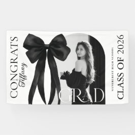 Black Bow Photo Graduation Banner