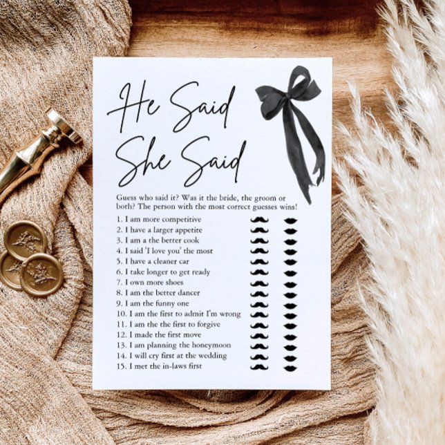 Black Bow sagte, sie sagte Brautparty Game Einladung (Von Creator hochgeladen)