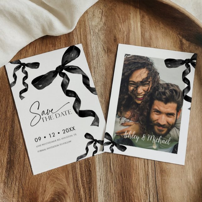 Black Bow Save the Date Einladung (Von Creator hochgeladen)