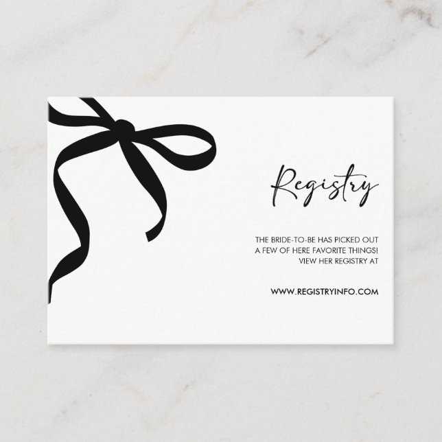 Black Bow She's Tying the Knot Bridal Shower Begleitkarte (Vorderseite)