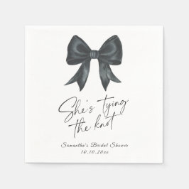 Black Bow She's tying the knot Bridal Shower Serviette