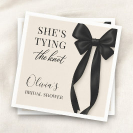 Black Bow She's Tying The Knot Party Serviette