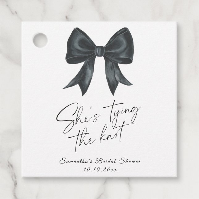 Black Bow Sie bindet das Brautparty am Knoten Geschenkanhänger (Vorderseite)
