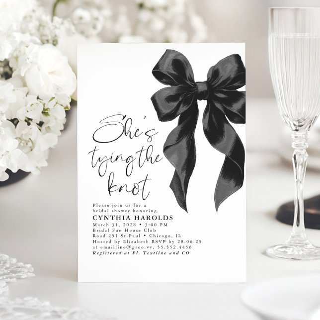 Black Bow Sie bindet das Brautparty des Knotens Einladung (Black Bow Bridal Shower Invitation)