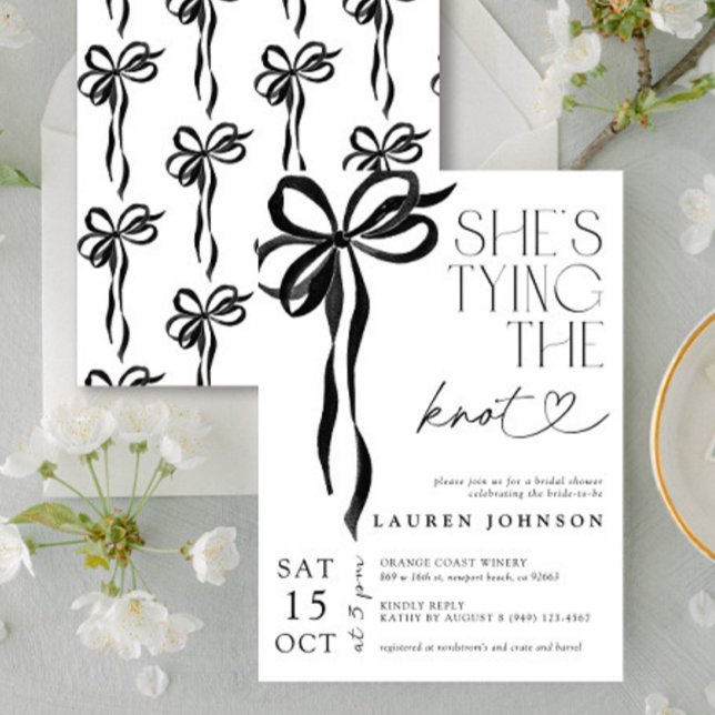 Black Bow Sie bindet das Brautparty des Knotens Einladung (Easily personlize this sweet bridal shower invite for the perfect celebration of the bride-to-be!)
