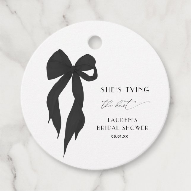 Black Bow Sie bindet das Brautparty des Knotens Geschenkanhänger (Vorderseite)