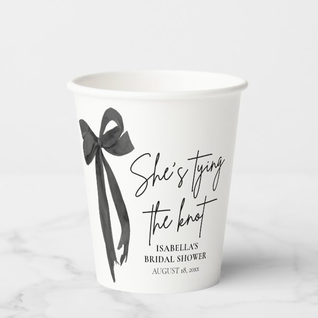 Black Bow Sie bindet das Brautparty des Knotens Pappbecher (Vorderseite)