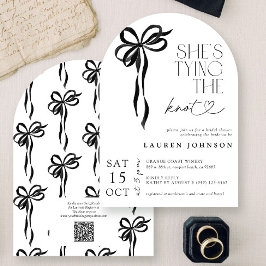 Black Bow Sie bindet das QR-Brautparty des Knotens Einladung