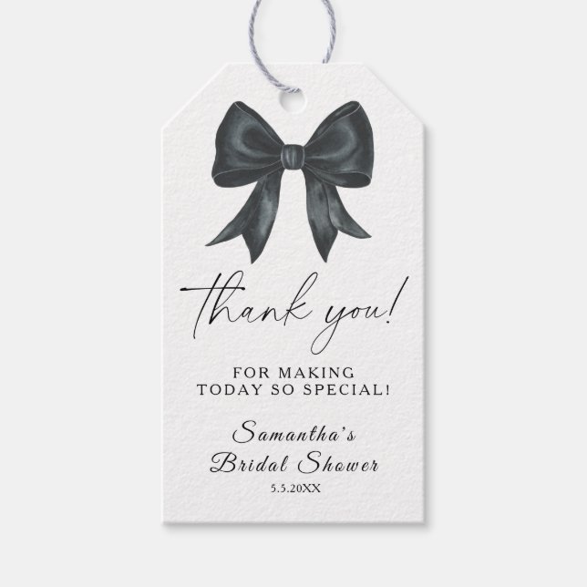 Black Bow Sie bindet den Knoten Bridal Danke Geschenkanhänger (Vorderseite)
