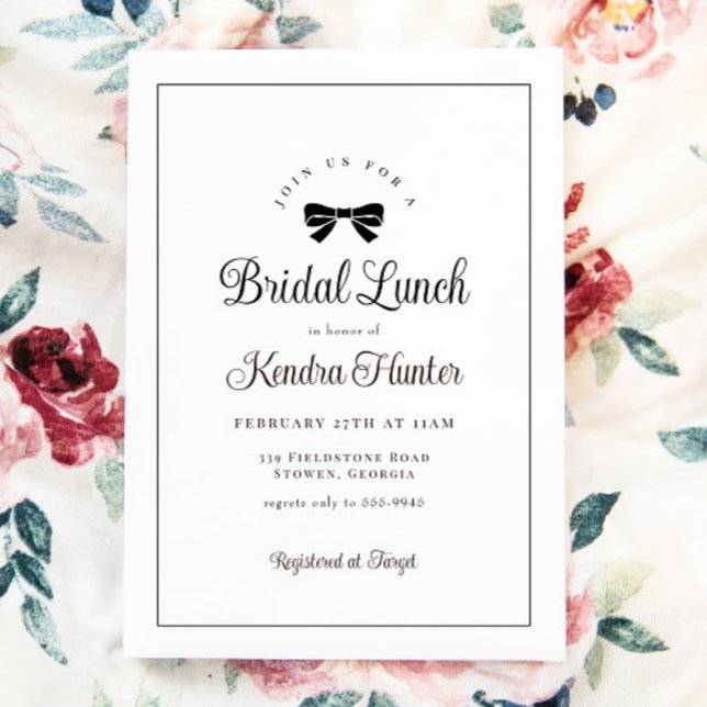 Black Bow Simple Elegant Bridal Dusche Einladung (Von Creator hochgeladen)