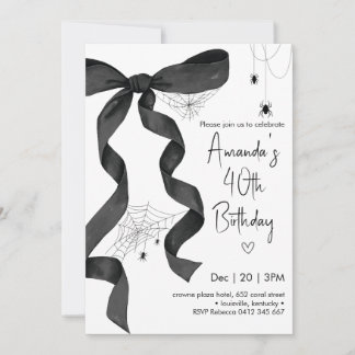 Black Bow Spider Web Coquette Halloween Geburtstag Einladung