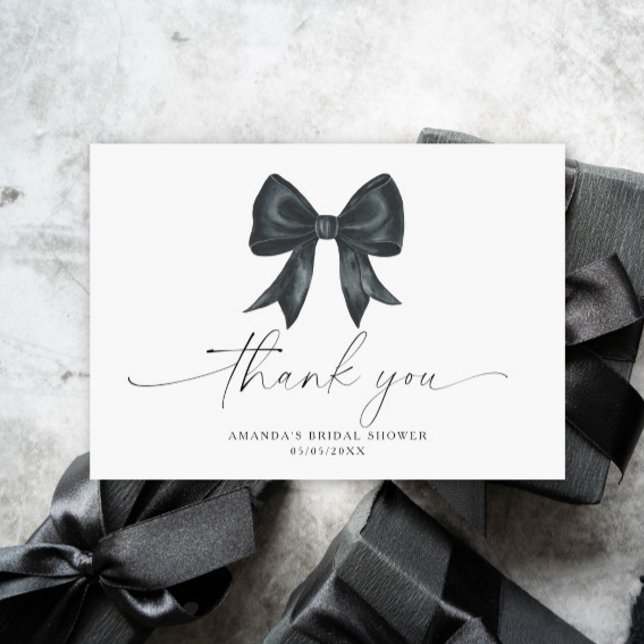 Black Bow Thank you Bridal shower  Dankeskarte (Von Creator hochgeladen)