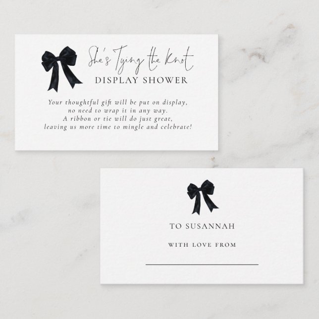 Black Bow Tying The Knot Display Shower Begleitkarte (Vorne/Hinten)