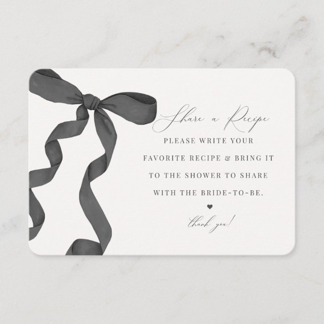 Black Bow Tying the Knot Share a Recipeinsatz Begleitkarte (Vorderseite)