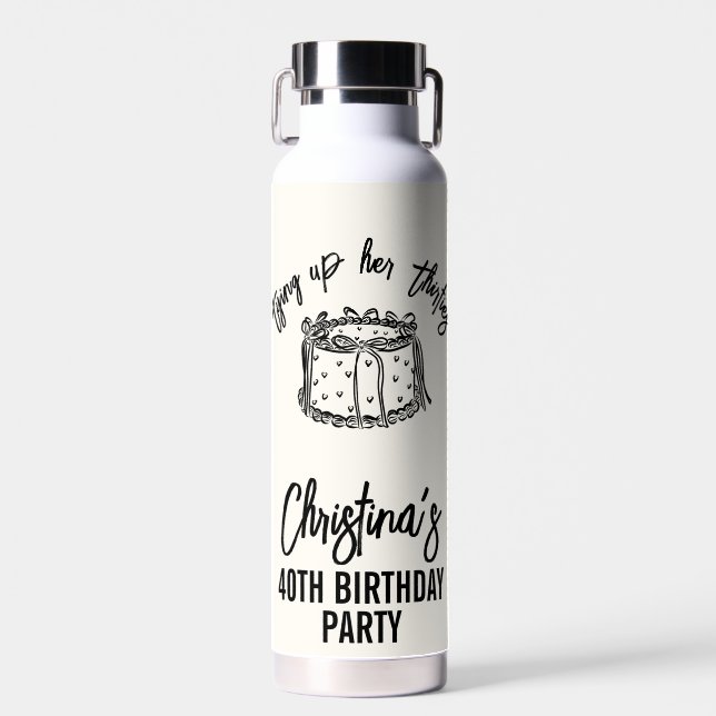 Black Bow Tying Up Her Thirties 40th Birthday Trinkflasche (Vorne)