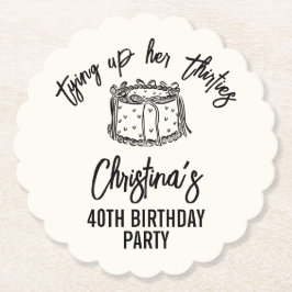 Black Bow Tying Up Her Thirties 40th Birthday Untersetzer