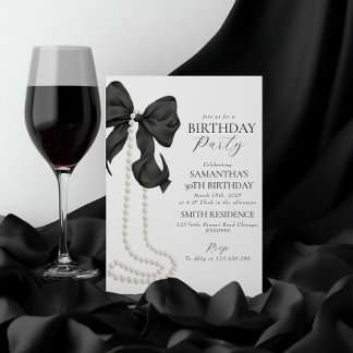 Black Bow und Pearl 30. Geburtstag Party Einladung