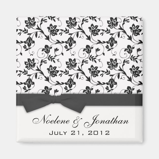 Black Bow Wedding Blume Magnet (Vorne)
