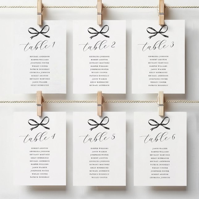 Black Bow Wedding Seating Tischnummer (Von Creator hochgeladen)