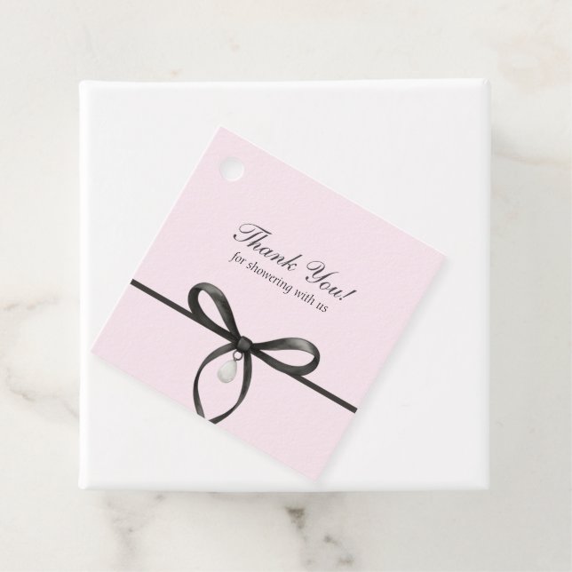 Black Bow With Pearl Old Money Bridal Thank You Geschenkanhänger (Beispiel)