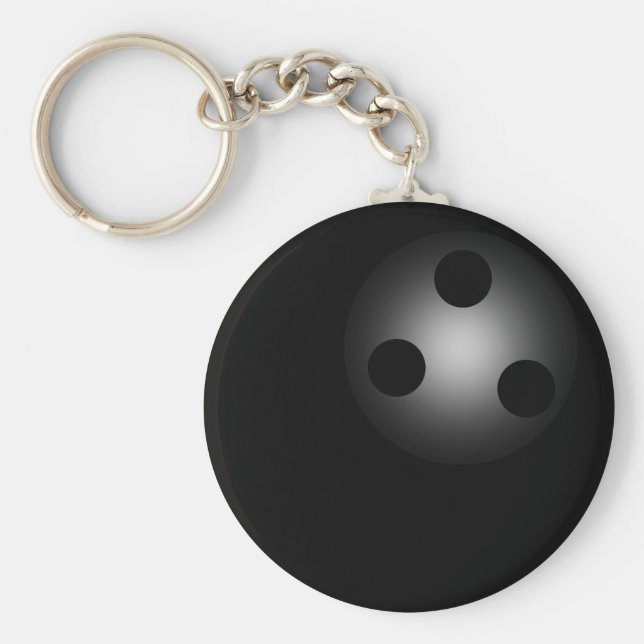 Black Bowling Ball Schlicht Simple Key Chain Schlüsselanhänger (Vorne)