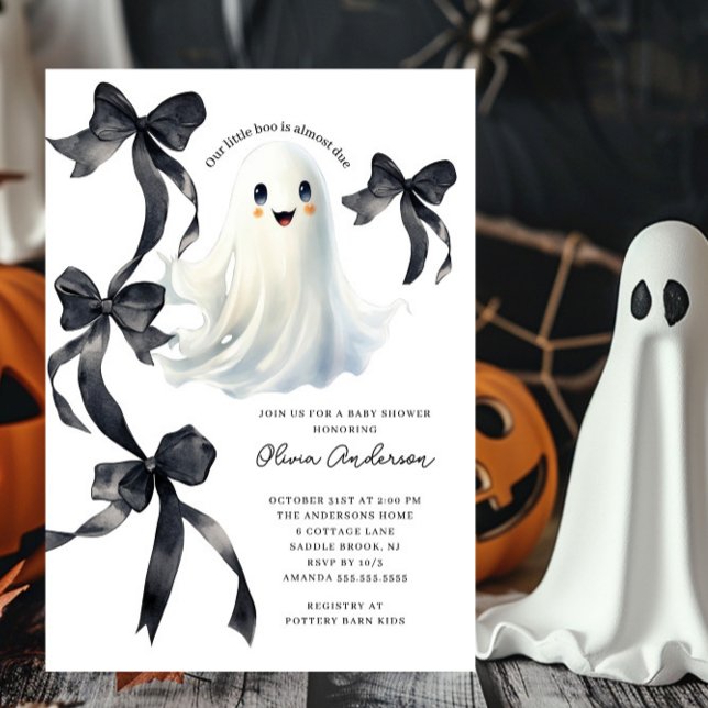 Black Bows Ghost Baby Dusche Einladung (Von Creator hochgeladen)