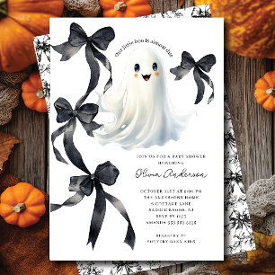 Black Bows Ghost Baby Dusche Einladung