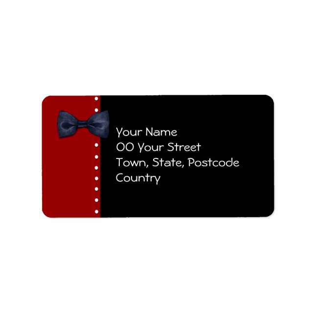 Black BowTie Red Address Label Adressaufkleber (Vorne)