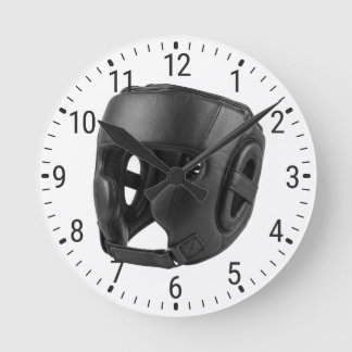 Black Boxing Headgear Sparring Helmet Decor Runde Wanduhr