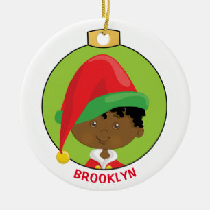 Black Boy Elf Keramik Ornament