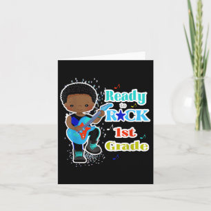 Black Boy Joy 1. Klasse Junge ersten Tag der Schul Karte