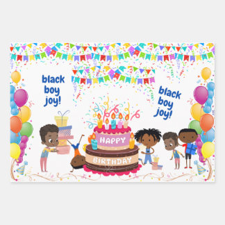 Black Boy Joy Birthday Geschenkpapier Set