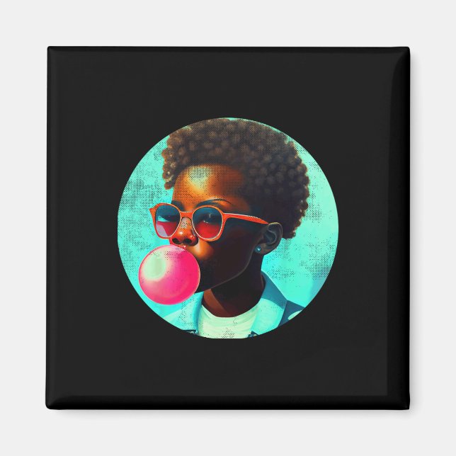 Black Boy Joy Bubble Gum Fun African Melanin Princ Magnet (Vorne)