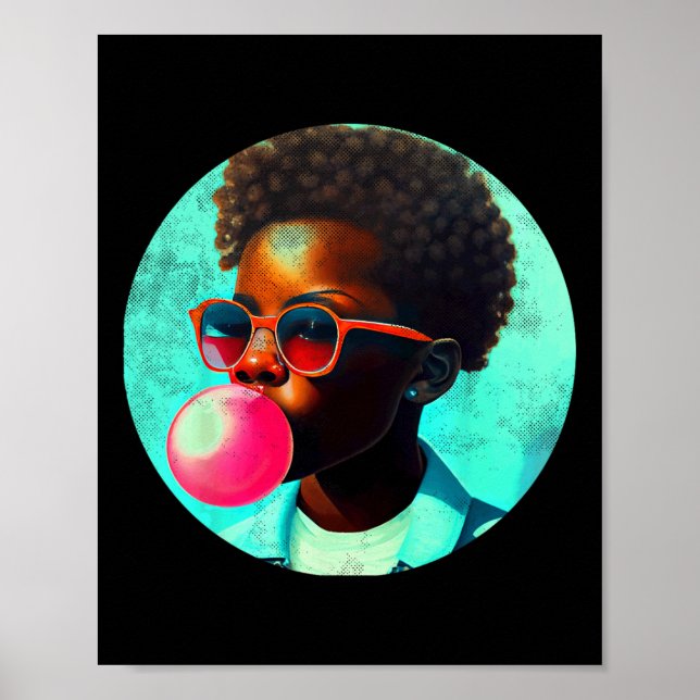 Black Boy Joy Bubble Gum Fun African Melanin Princ Poster (Vorne)