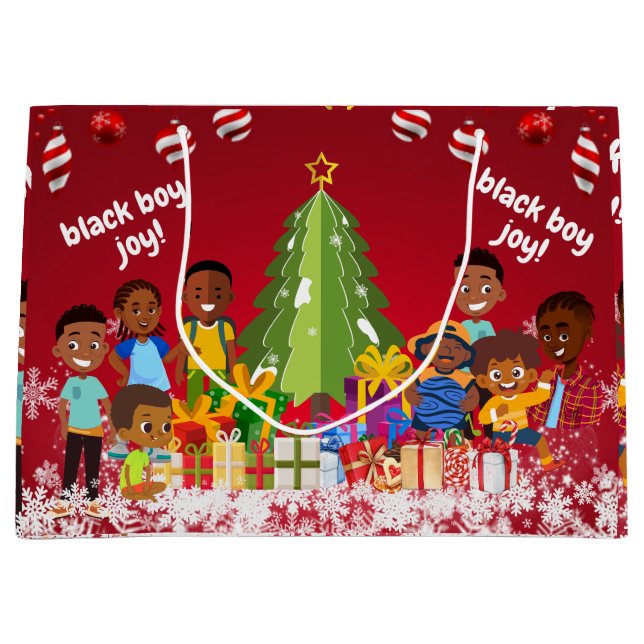 Black Boy Joy Weihnachten Große Geschenktüte (Vorderseite)
