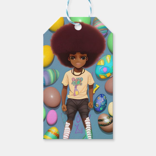 Black Boy Melanin Bruh Oaster Egg Hunt Basket Geschenkanhänger (Vorderseite)