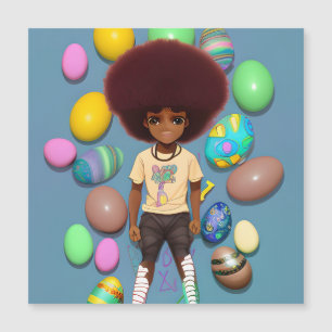 Black Boy Melanin Bruh Oaster Egg Hunt Basket Magnetkarte