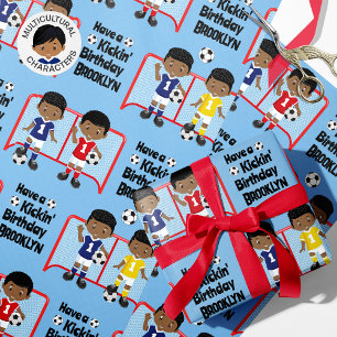 Black Boy Soccer Geburtstag Personalisiert Geschenkpapier