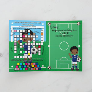 Black Boys Soccer Secret Message Happy Birthday Karte