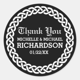 Black Braided Celtic Wreath Gastgeschenk Hochzeit Runder Aufkleber