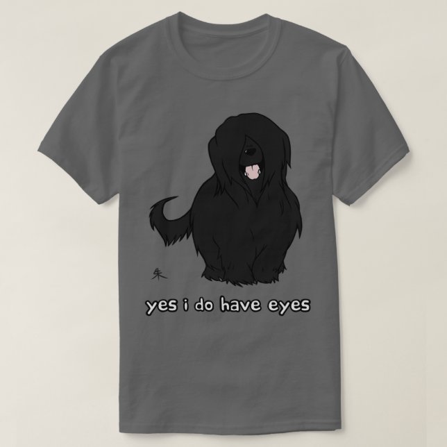 Black Briard Ja Augen T-Shirt (Design vorne)