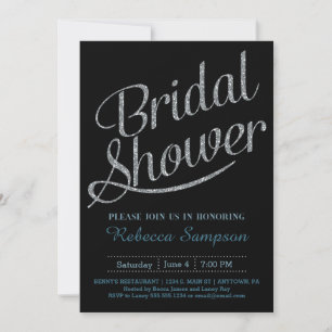 Black Bridal Shower Einladung - Silver Script
