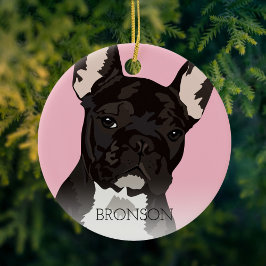 Black Brindle French Bulldog Christmas Keramik Ornament
