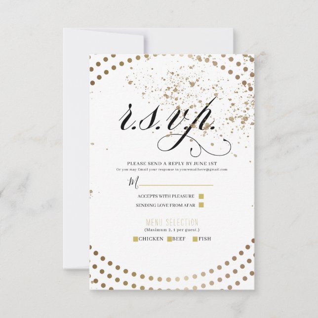 Black Bronze Modern Chic Wedding Reply UAWG RSVP Karte (Vorderseite)
