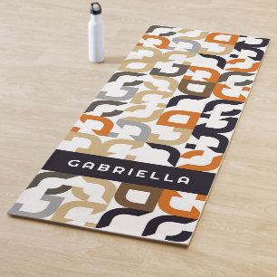 Black Brown Beige Orange Art Pattern Yogamatte