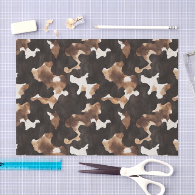 Black Brown Cream Cow Print Birthday Seidenpapier (Handwerk)