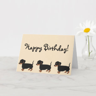 Black Brown Dackeln Creme Happy Birthday Card Karte